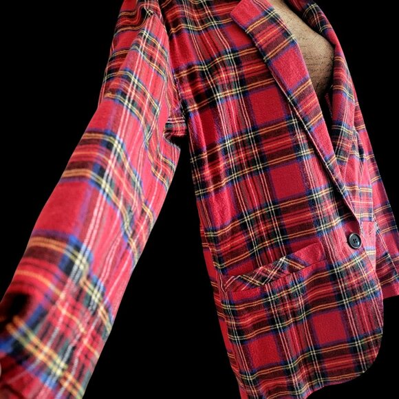 VTG Red Pepper Action Wear  Red Plaid/Tartan Blazer Jacket - Picture 5 of 12
